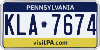 PA license plate KLA7674