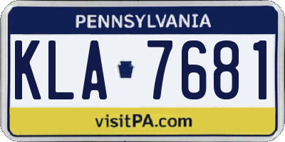 PA license plate KLA7681