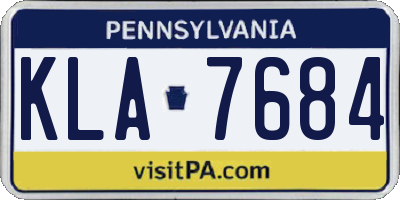 PA license plate KLA7684