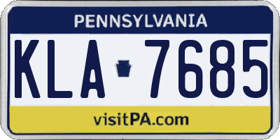 PA license plate KLA7685