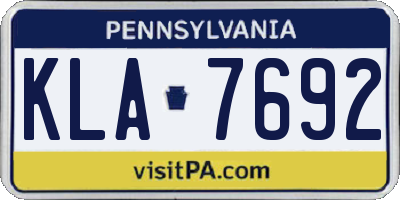 PA license plate KLA7692