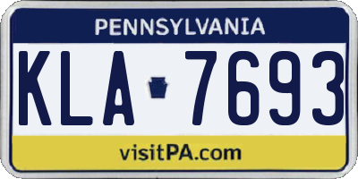 PA license plate KLA7693