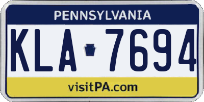 PA license plate KLA7694