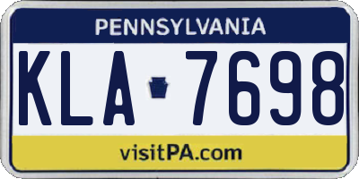 PA license plate KLA7698