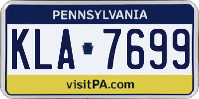 PA license plate KLA7699