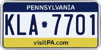 PA license plate KLA7701
