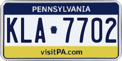 PA license plate KLA7702