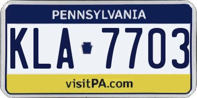PA license plate KLA7703