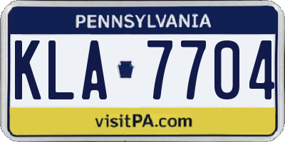 PA license plate KLA7704