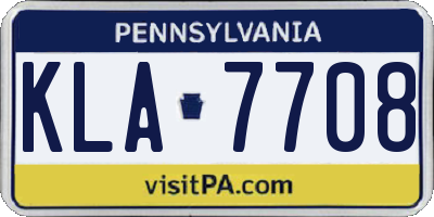 PA license plate KLA7708