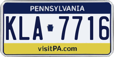 PA license plate KLA7716