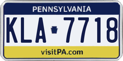 PA license plate KLA7718