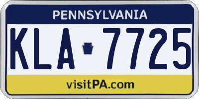 PA license plate KLA7725