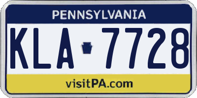 PA license plate KLA7728