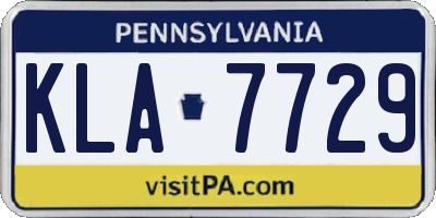PA license plate KLA7729