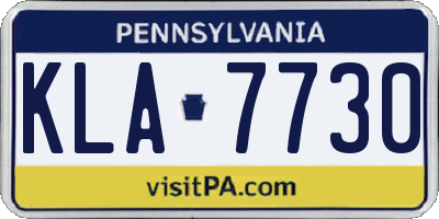 PA license plate KLA7730