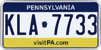 PA license plate KLA7733