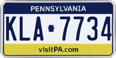 PA license plate KLA7734