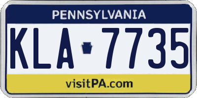 PA license plate KLA7735