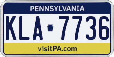 PA license plate KLA7736