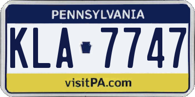 PA license plate KLA7747