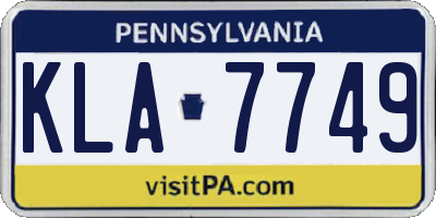 PA license plate KLA7749