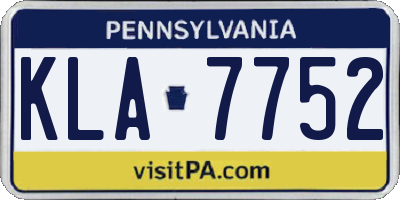 PA license plate KLA7752