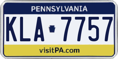 PA license plate KLA7757