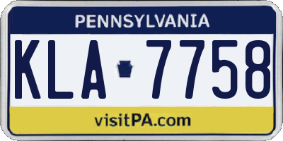 PA license plate KLA7758