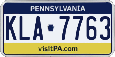 PA license plate KLA7763
