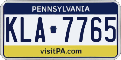 PA license plate KLA7765
