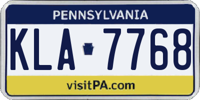 PA license plate KLA7768