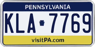 PA license plate KLA7769