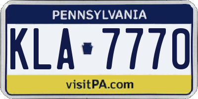 PA license plate KLA7770