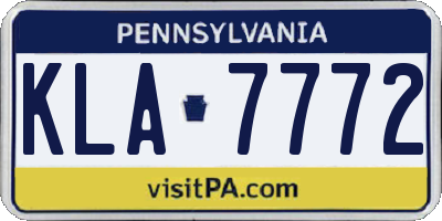 PA license plate KLA7772