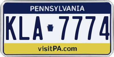 PA license plate KLA7774