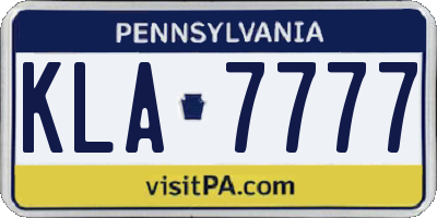 PA license plate KLA7777