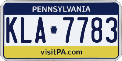 PA license plate KLA7783