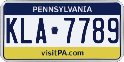 PA license plate KLA7789