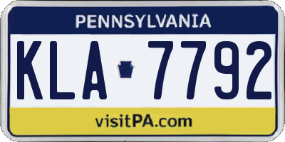 PA license plate KLA7792