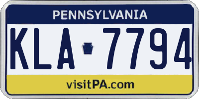 PA license plate KLA7794