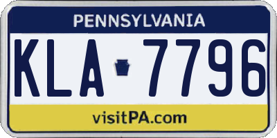 PA license plate KLA7796