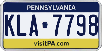 PA license plate KLA7798