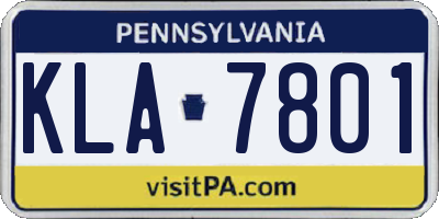 PA license plate KLA7801