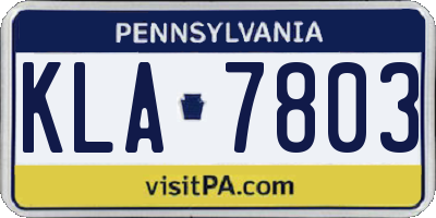 PA license plate KLA7803