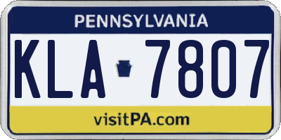PA license plate KLA7807