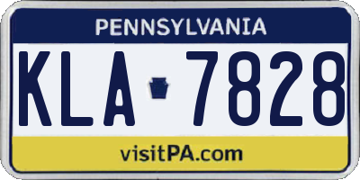 PA license plate KLA7828