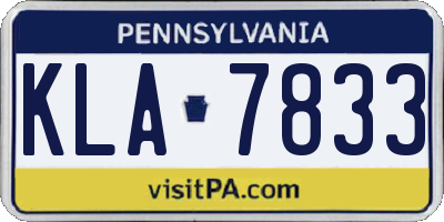 PA license plate KLA7833