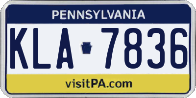 PA license plate KLA7836