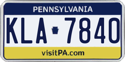 PA license plate KLA7840